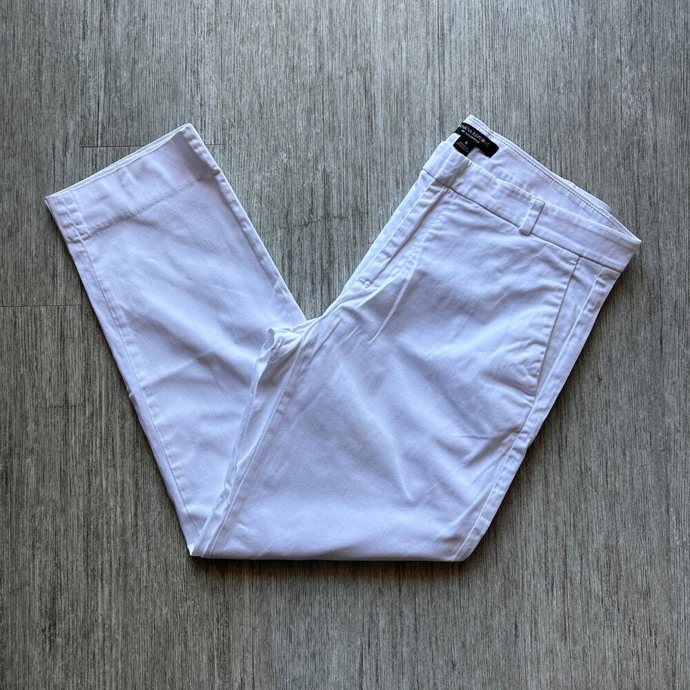 ✨ Banana Republic White Ankle Length Cropped The Avalon Pant Chino Slacks Size 6